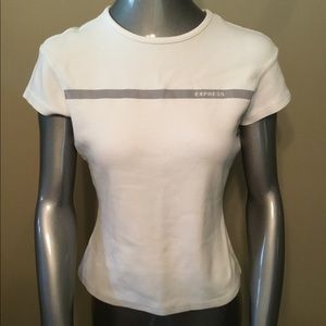 Vintage Express white cropped tee t-shirt top